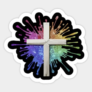 Cross With Colors Sticker